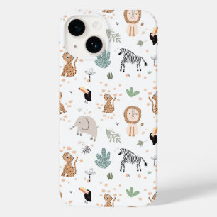 Coque Pour iPhone 14 Cute Jungle Rainforest Animaux Motif