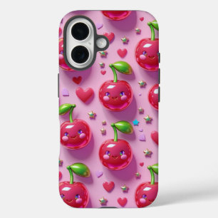 Coque Pour iPhone 16 "Cute kawaii cerise motif pour téléphone