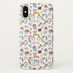 Coque iPhone X Cute Kawaii Motif casques monogramme personnalisés