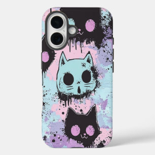 Coque Pour iPhone 16 Cute Kawaii Pastel Goth Chat Déplaisant