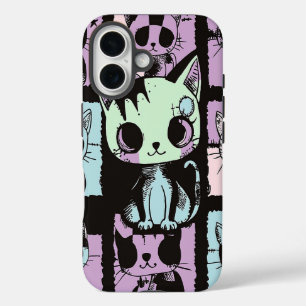 Coque Pour iPhone 16 Cute Kawaii Pastel Goth Patchwork Gothique Déplais