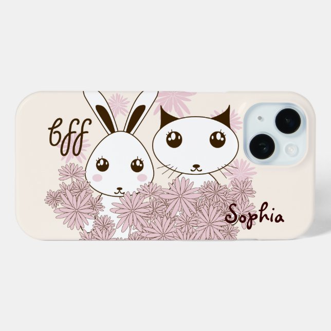 Coques Case-Mate iPhone Cute Kitten Bunny Animal Meilleurs Amis Filles Enf (Verso (horizontal))