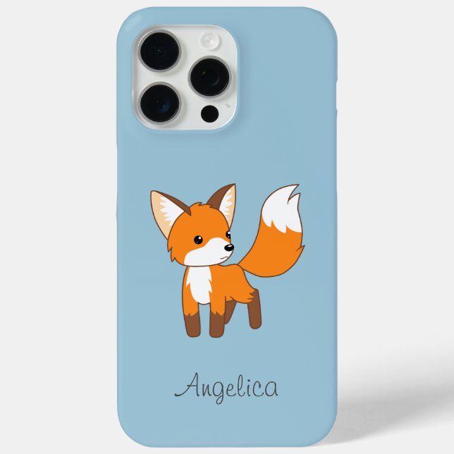 Coques Case-Mate iPhone Cute Little Fox sur Blue (Verso)