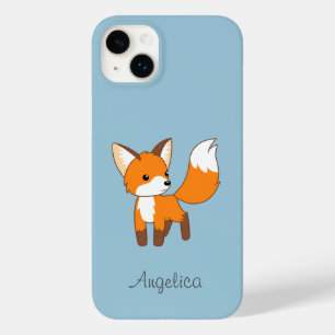 Coque Pour iPhone 14 Plus Cute Little Fox sur Blue