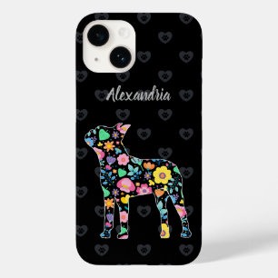Coque Pour iPhone 14 Cute Lote My Boston Terrier Floral Design