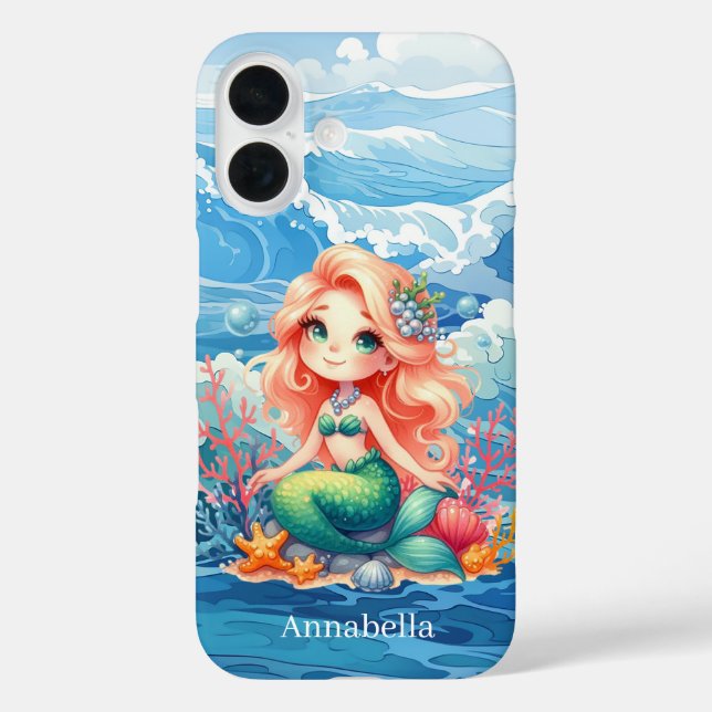 Coques Case-Mate iPhone Cute Mermaid add name  (Verso)