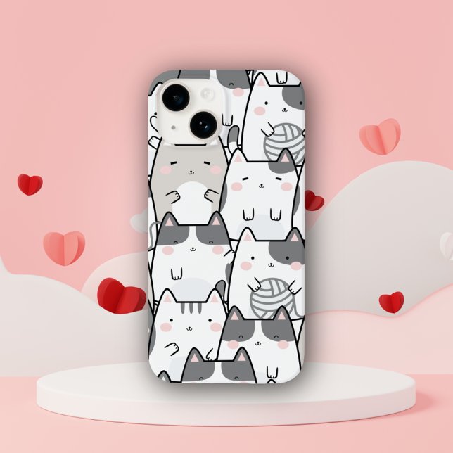 Coques Case-Mate iPhone Cute Minimal Kawaii Cat Pattern iPhone / iPad case (Créateur téléchargé)
