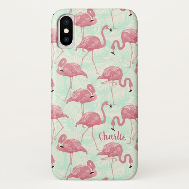 Coques Case-Mate iPhone Cute modèle Flamingo personnalisés nom de téléphon (Dos)