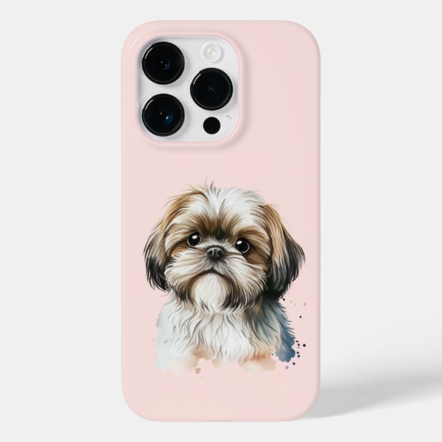 Coques Case-Mate iPhone Cute moderne Shih Tzu Amoureux des chiens rose (Verso)