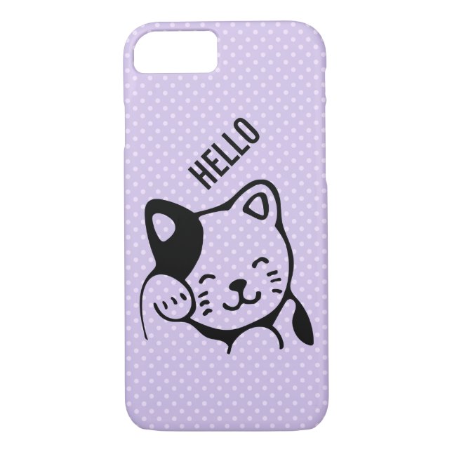 Coques Case-Mate iPhone Cute noir et blanc Kitty Chat Waving Bonjour (Dos)