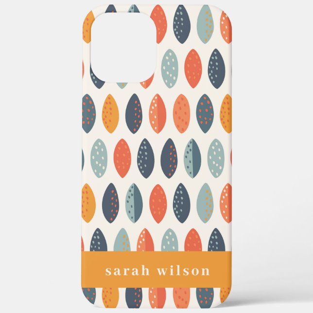 Coques Case-Mate iPhone Cute Orange Bleu Personnalisé Motif botanique Leaf (Verso)