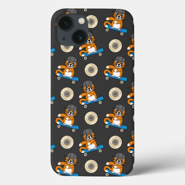 Coques Case-Mate iPhone Cute Orange Chat sur Skateboard Cartoon (Verso)