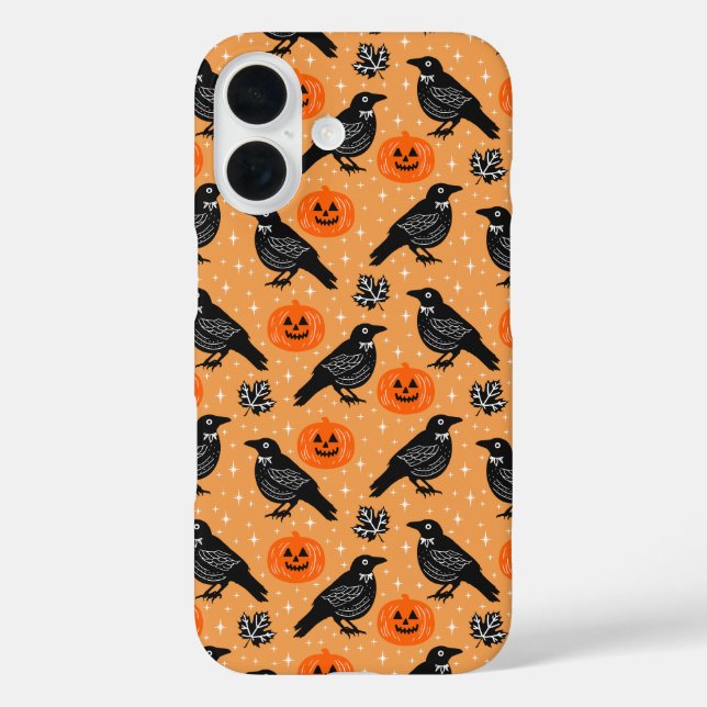 Coques Case-Mate iPhone Cute Orange Halloween Crow Citrouille Motif (Verso)