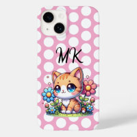 Cute Orange Kitty Chat en Fleurs Personnalisé