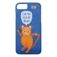 Cute Orange Tabby Chat Cartoon Meow Pun Monogramme