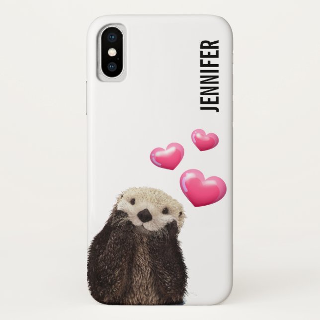 Coques Case-Mate iPhone Cute Otter avec Love Hearts (Dos)