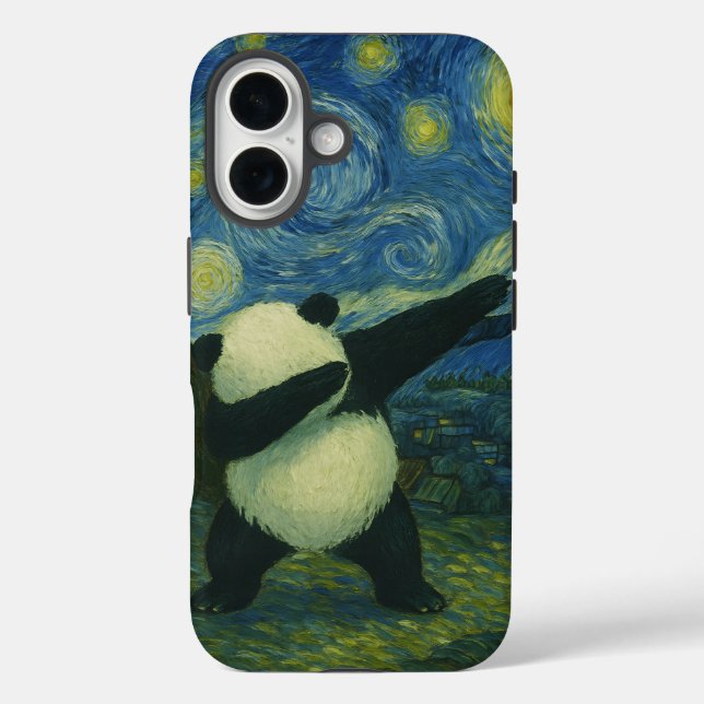 Coques Case-Mate iPhone Cute Panda Bear - Van Gogh Style - Starry Night  (Verso)