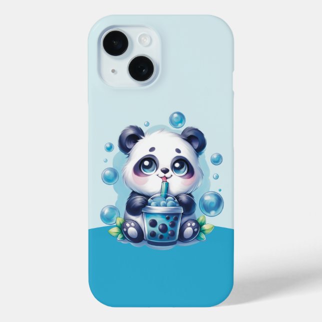 Coques Case-Mate iPhone Cute Panda et Blue Boba Bubble Tea (Verso)