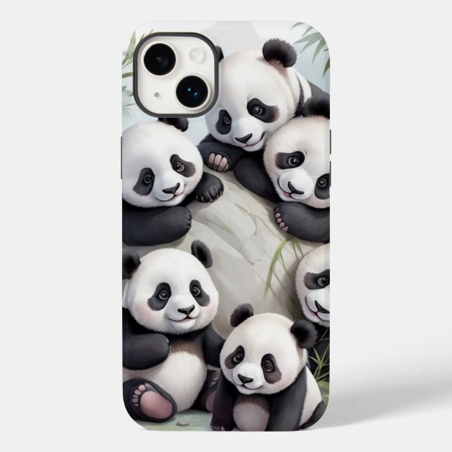 Coques Case-Mate iPhone Cute Pandas Group Photo (Verso)