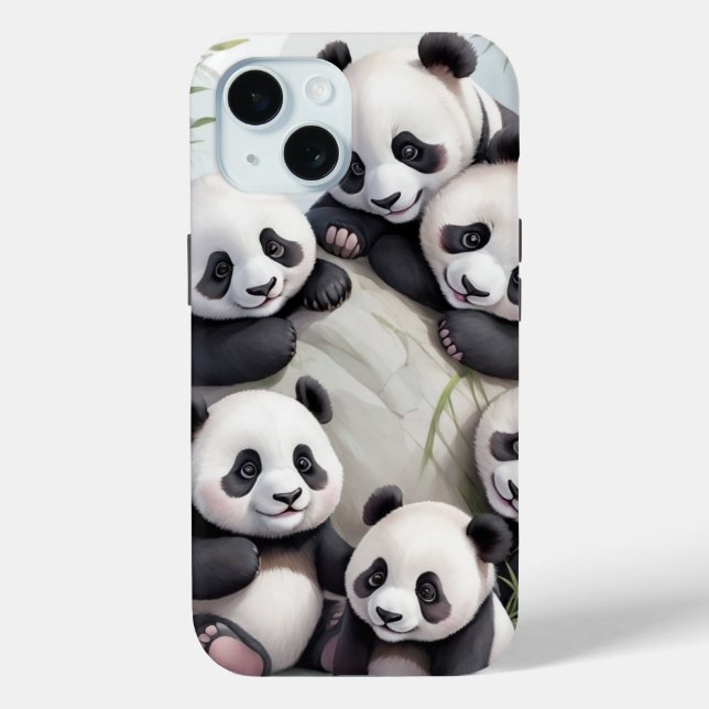 Coques Case-Mate iPhone Cute Pandas Group Photo (Verso)