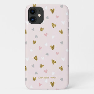Case-Mate iPhone Case Cute Parties scintillant Gold Foil Coeur rose Pers