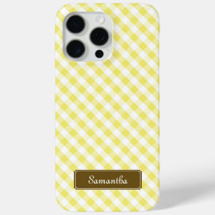Coque iPhone 15 Pro Max Cute Pastel Jaune En vichy Motif