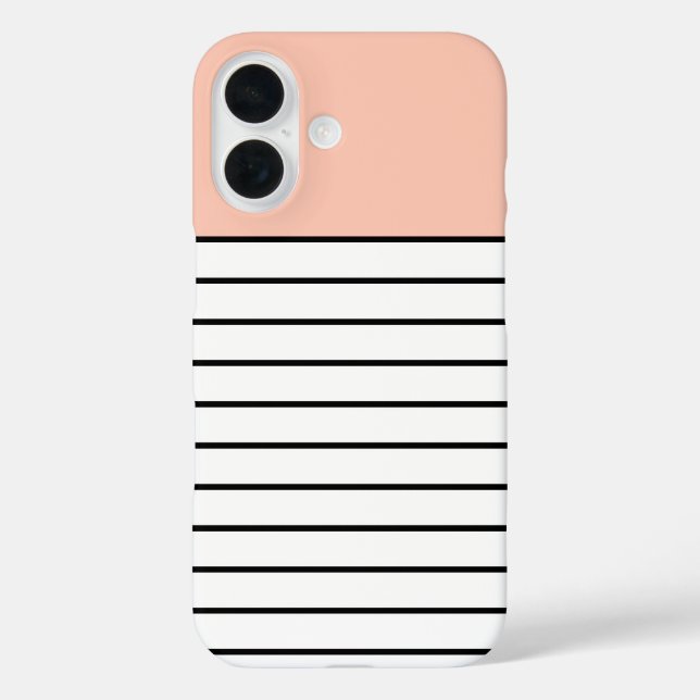 Coques Case-Mate iPhone Cute Pastel Peach Black White Stripes Motif (Verso)