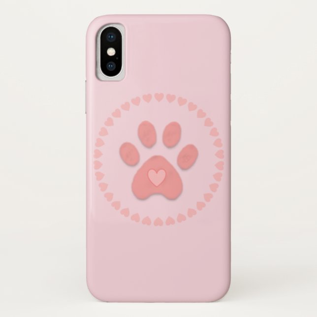 Coques Case-Mate iPhone Cute Paw pour animal de compagnie avec les coeurs (Dos)