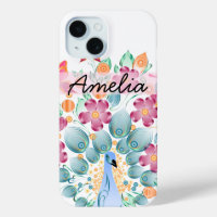 Cute Personnalisé Peacock Floral