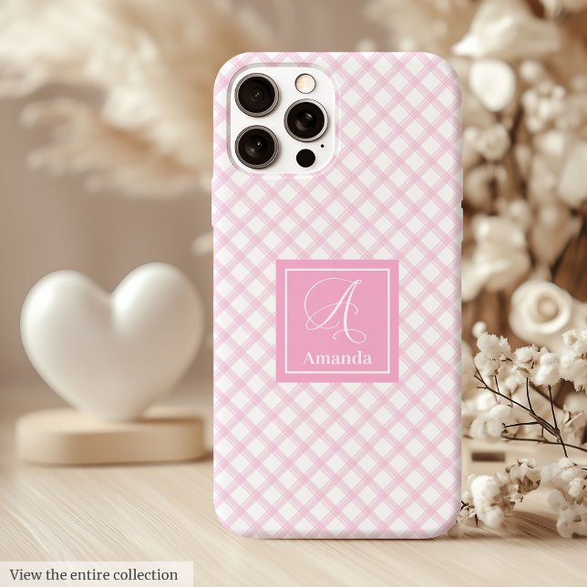 Coques Case-Mate iPhone Cute Pink Plaid iPhone Case – Trendy Clear Design (Cute Pink Plaid iPhone Case – Trendy Clear Design)