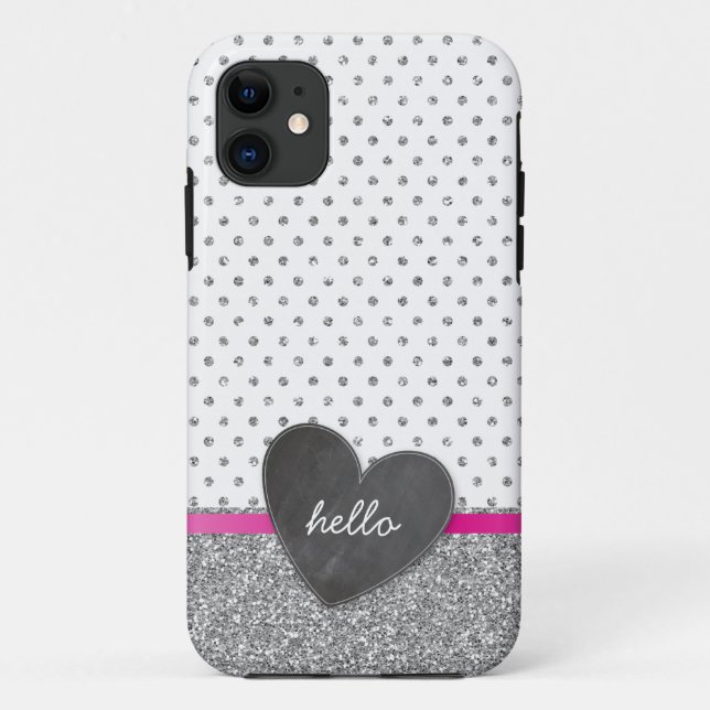 Coques Case-Mate iPhone CUTE poka point tableau noir coeur parties scintil (Dos)
