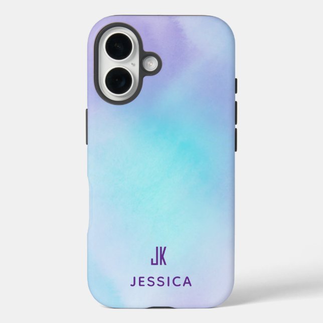 Coques Case-Mate iPhone Cute Purple Blue Ombre Personalized Name  (Verso)