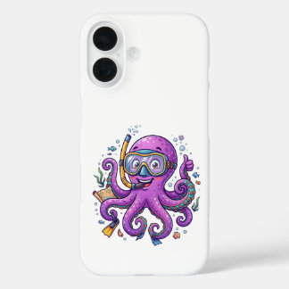 Coque Pour iPhone 16 Cute Purple Octopus Treasure Hunter