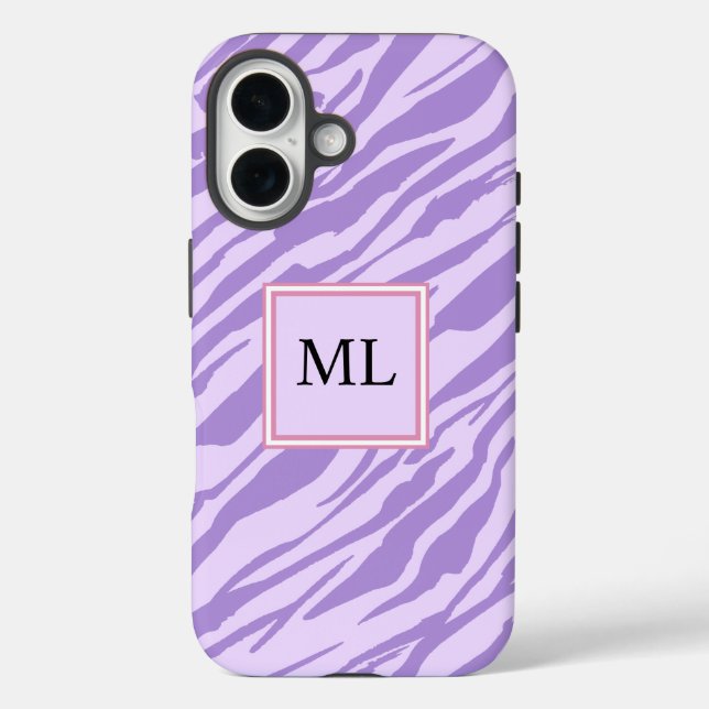 Coques Case-Mate iPhone Cute Purple Zebra Pattern Personalized Initial (Verso)
