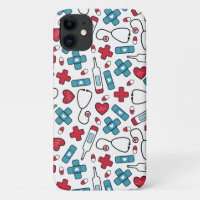 Cute Red Blue Nurse Motif