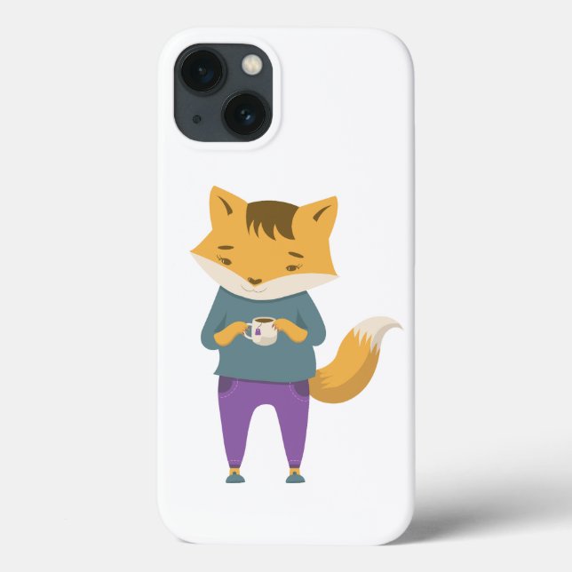 Coques Case-Mate iPhone Cute renard avec tasse de thé (Verso)