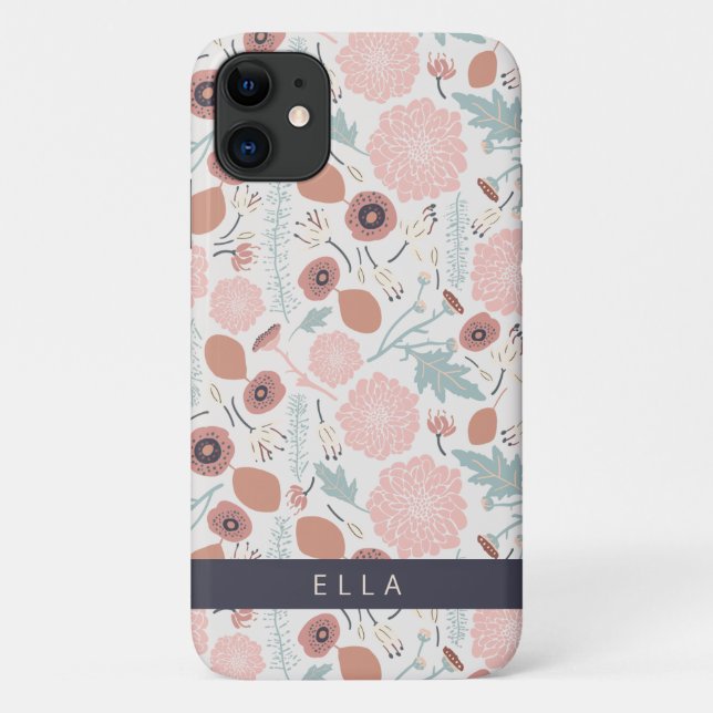 Coques Case-Mate iPhone Cute Repeat Pink Cream Botanical Floral Nom d'impr (Dos)
