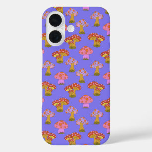 Coque Pour iPhone 16 Cute Retro Hippie Champagne Motif en violet