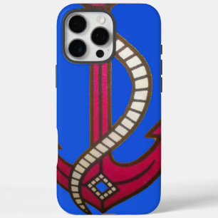 Coques iPhone 16 Pro Max Cute Retro Vintage Navy Blue Ancre Art Design