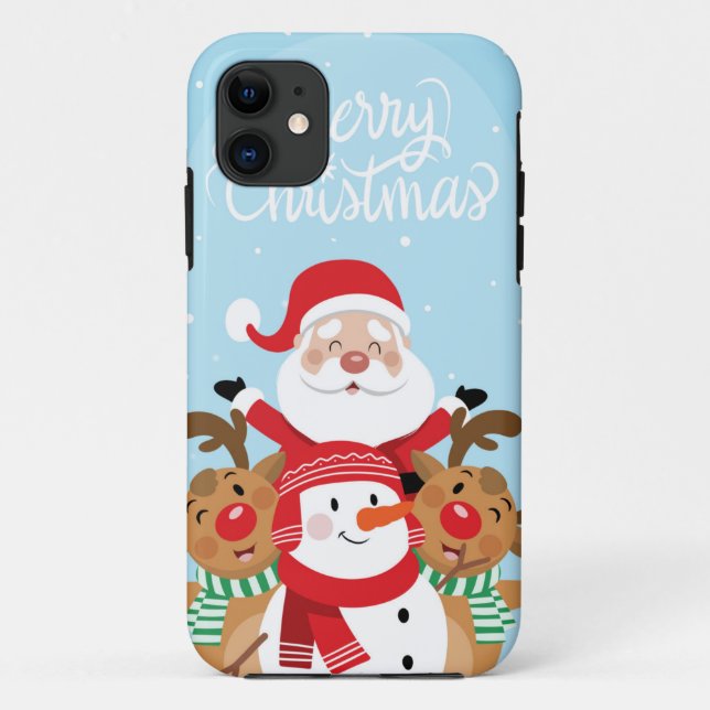 Coques Case-Mate iPhone Cute Santa Claus, deer and snowman (Dos)