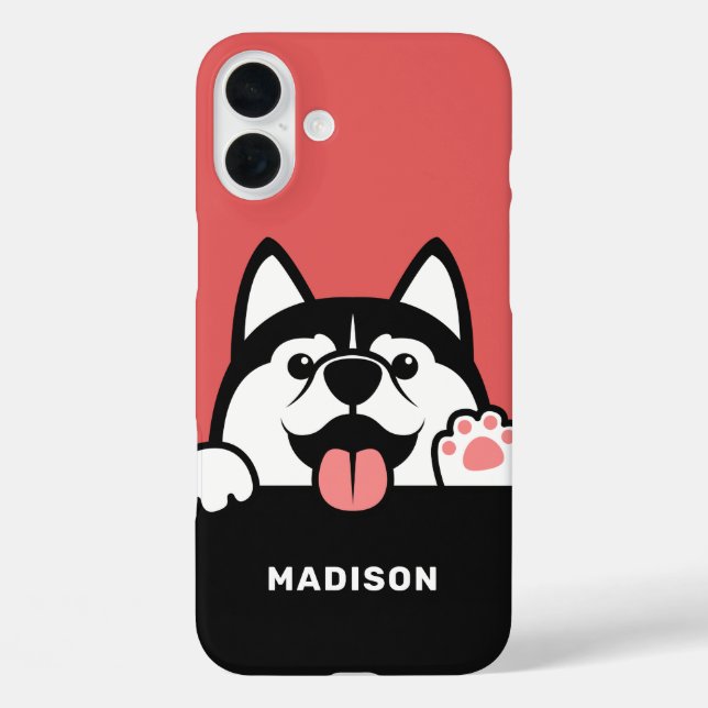 Coques Case-Mate iPhone Cute Siberian Husky personnalisé nom de téléphone  (Verso)