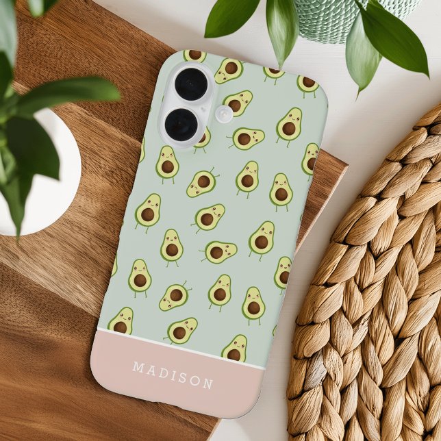 Coques Case-Mate iPhone Cute Smiling Kawaii Avocado Motif Personnalisé (Créateur téléchargé)