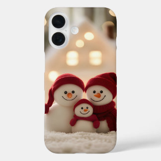 Coque Pour iPhone 16 Cute Snowman Family Winter Christmas