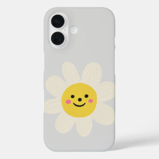 Coque Pour iPhone 16 Cute Sun Emoji Phone Case – Aesthetic Yellow Desig
