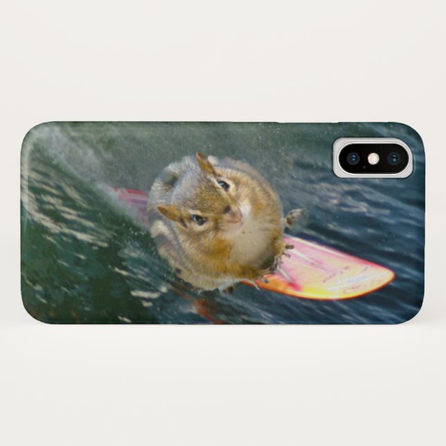 Coques Case-Mate iPhone Cute Surfing Chipmunk (Dos (Horizontal))