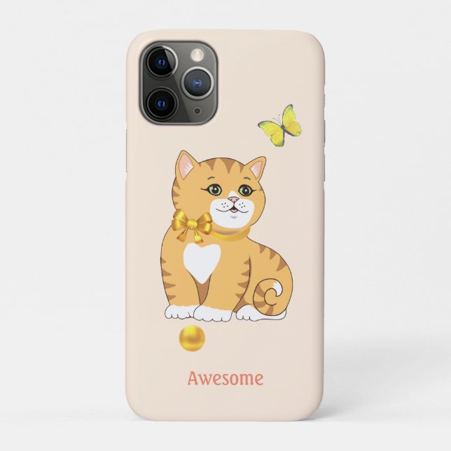 Coques Case-Mate iPhone Cute Tabby Kitty Chat sur Beige clair (Dos)
