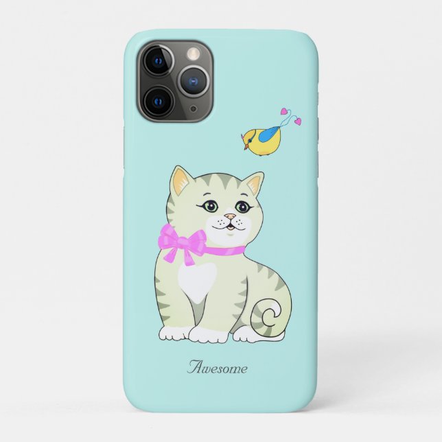 Coques Case-Mate iPhone Cute Tabby Kitty Chat sur bleu clair (Dos)