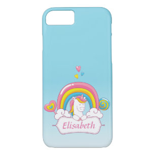 Coques Pour iPhone Cute Trendy Magic Unicorn Décor personnalisé bleu 