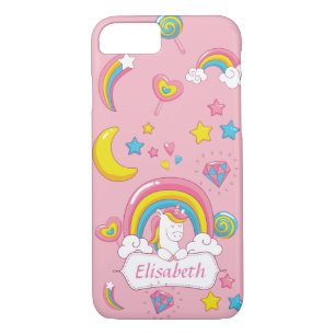 Coques Pour iPhone Cute Trendy Magic Unicorn Nom personnalisé rose