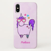 Cute Unicorne dans les lunettes en forme de coeur